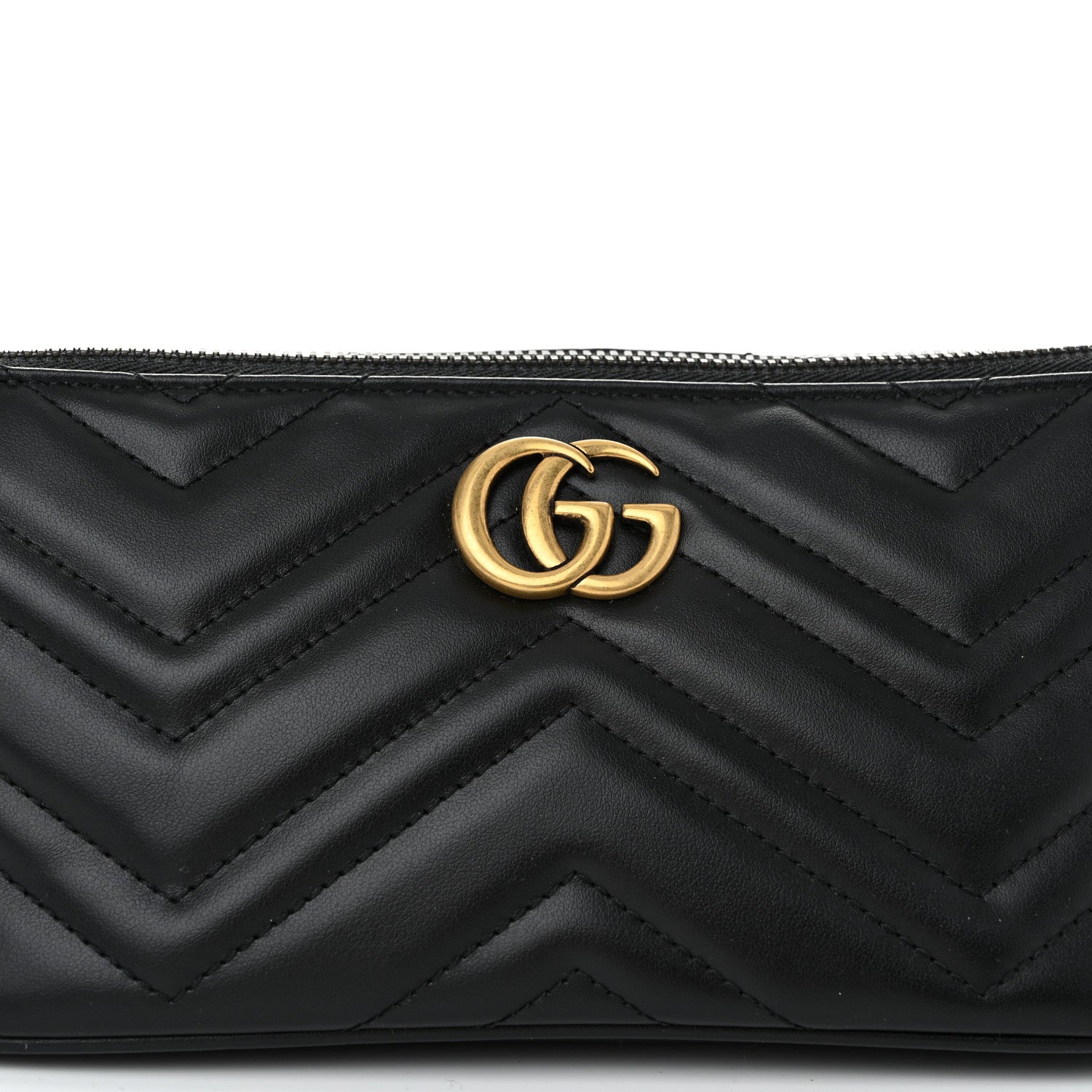 Gucci Calfskin Matelasse Chevron GG Marmont Sling Shoulder Bag Black 8 of 10