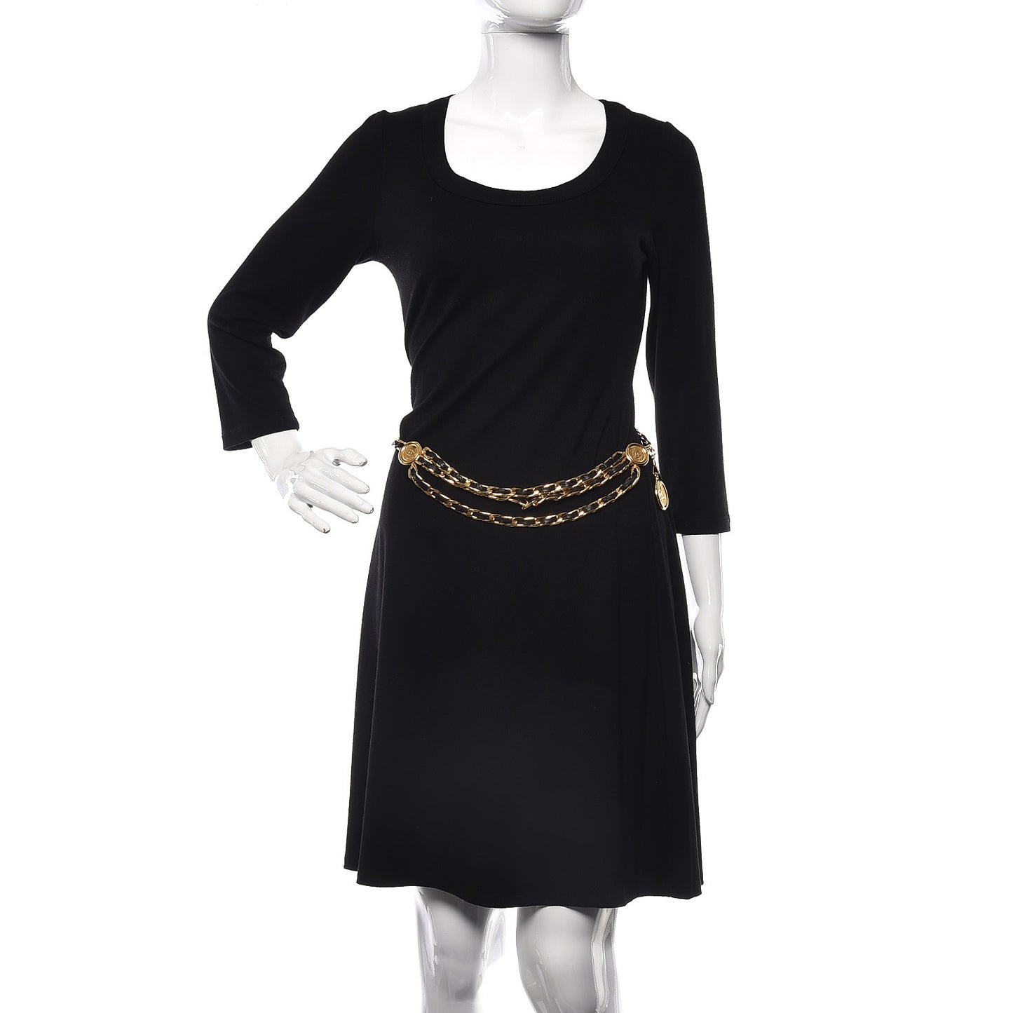 Lambskin Triple Chain Link CC Belt Gold