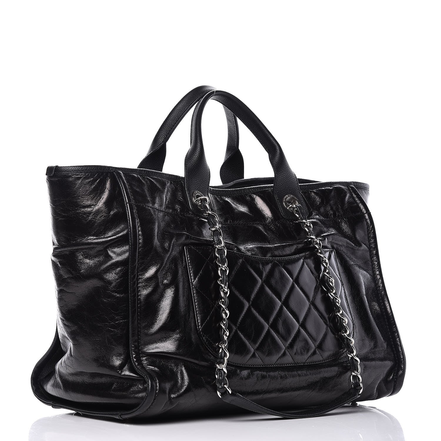 Chanel Glazed Calfskin Large Deauville Tote Black 4 of 10