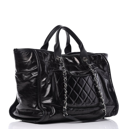 Chanel Glazed Calfskin Large Deauville Tote Black 4 of 10