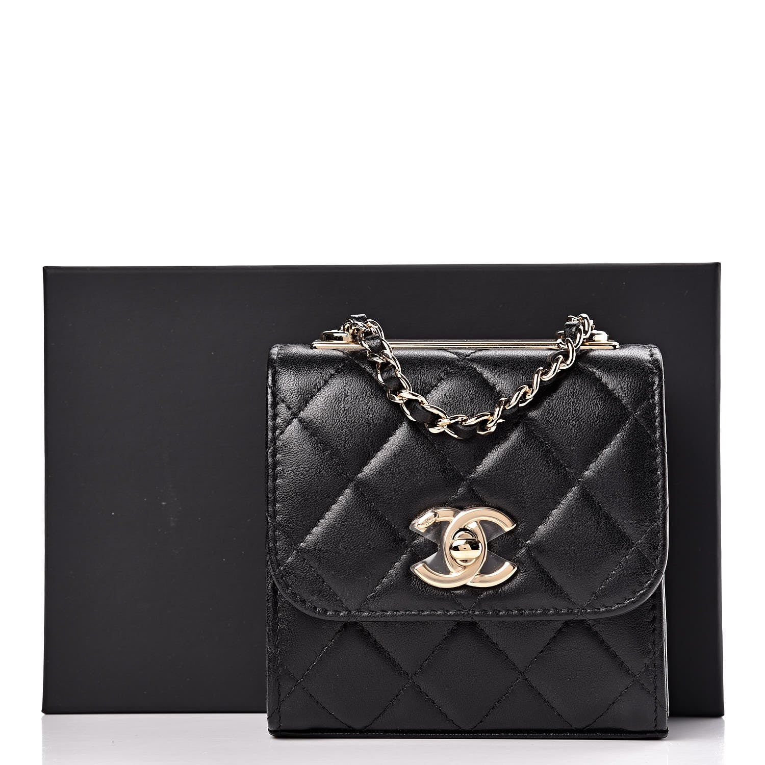 Chanel Lambskin Quilted Mini Trendy CC Chain Wallet Black 12 of 12