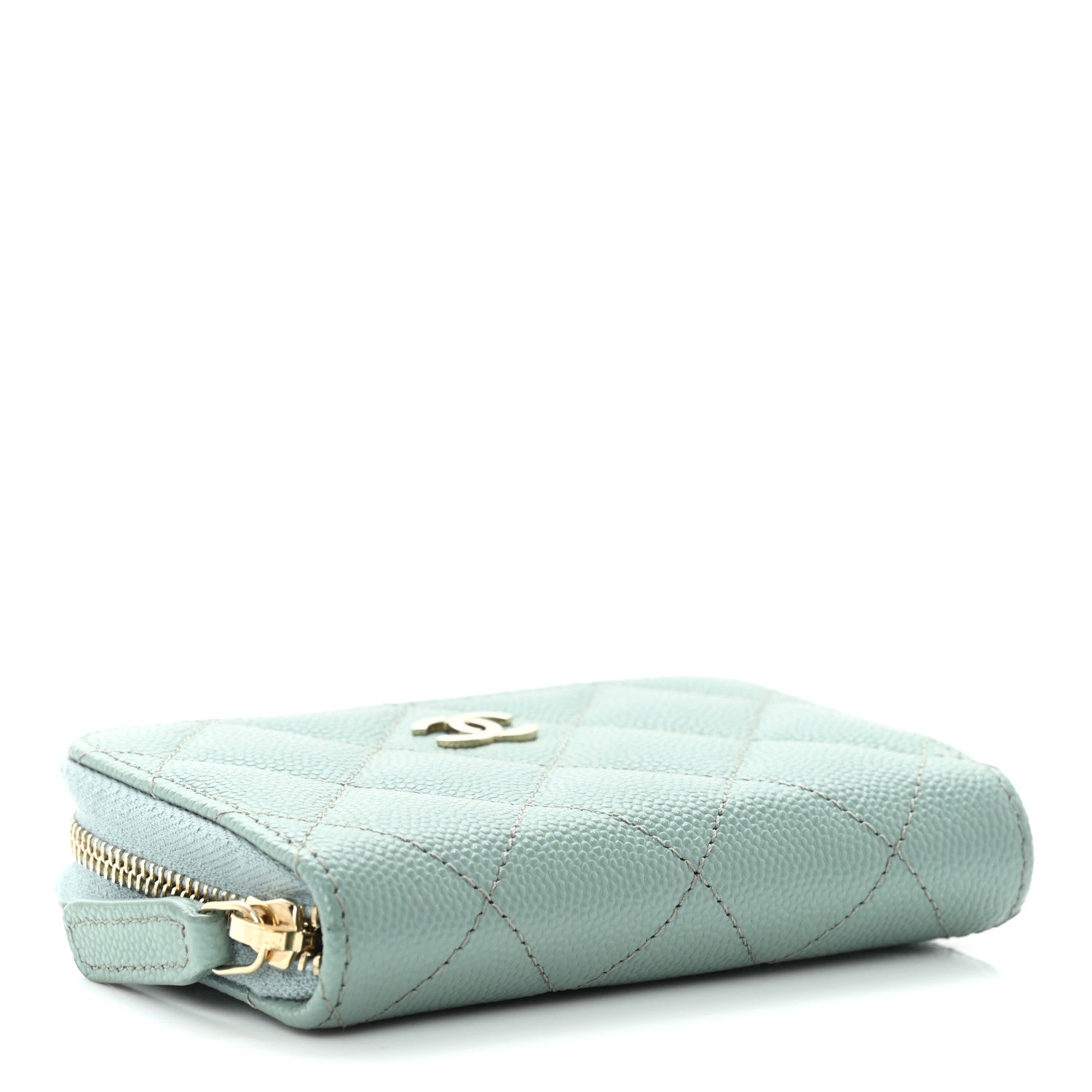 Chanel Caviar Quilted Zip Around Coin Purse Wallet Dark Green 4 of 10