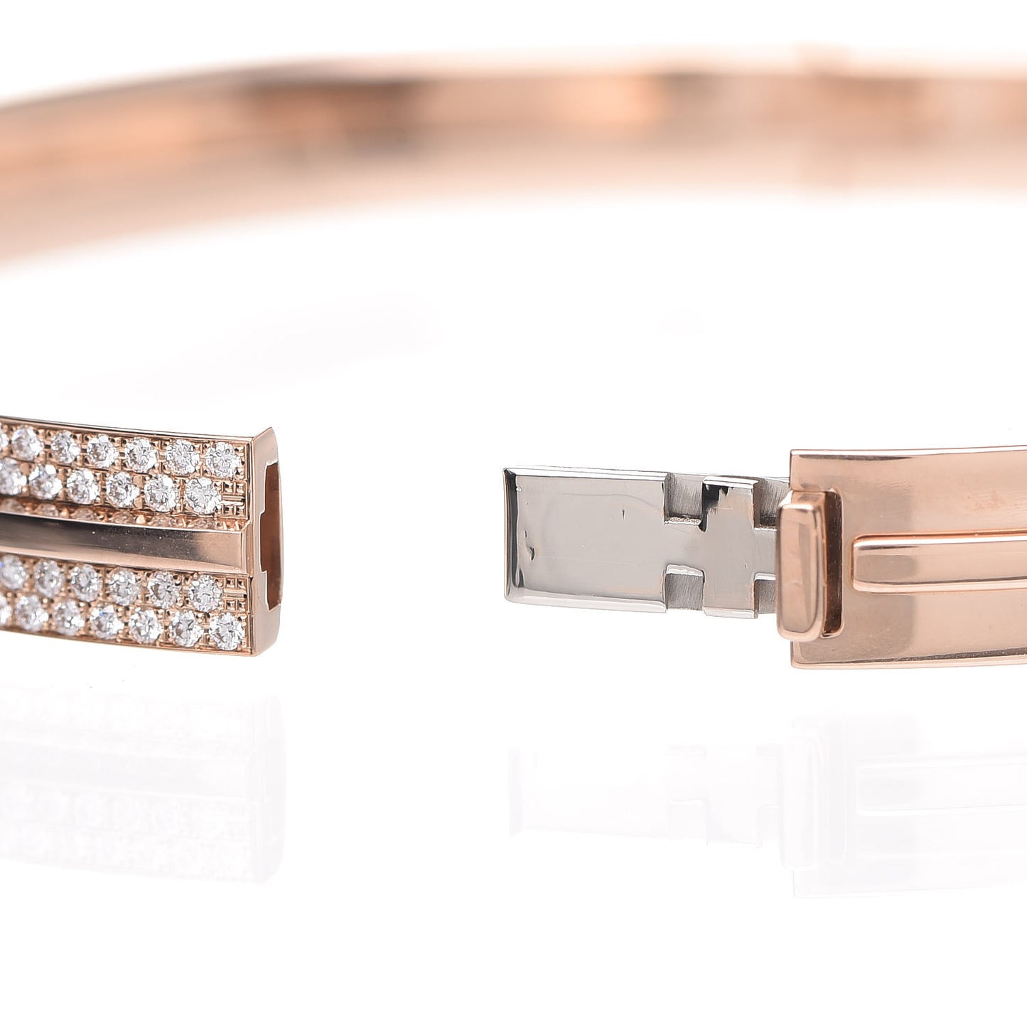 18K Rose Gold Diamond T Hinged Pave Bracelet