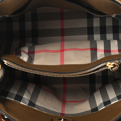 Burberry Mini Grain Calfskin Bi-Color Small Barnsburry Tote Clay Green Burnt Toffee 6 of 10