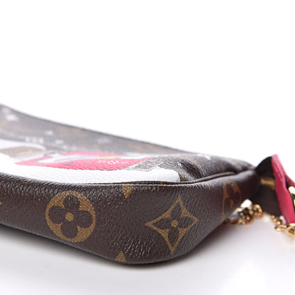 Louis Vuitton Monogram 2019 Christmas Animation Mini Courchevel Pochette Accessories Fuchsia 9 of 10