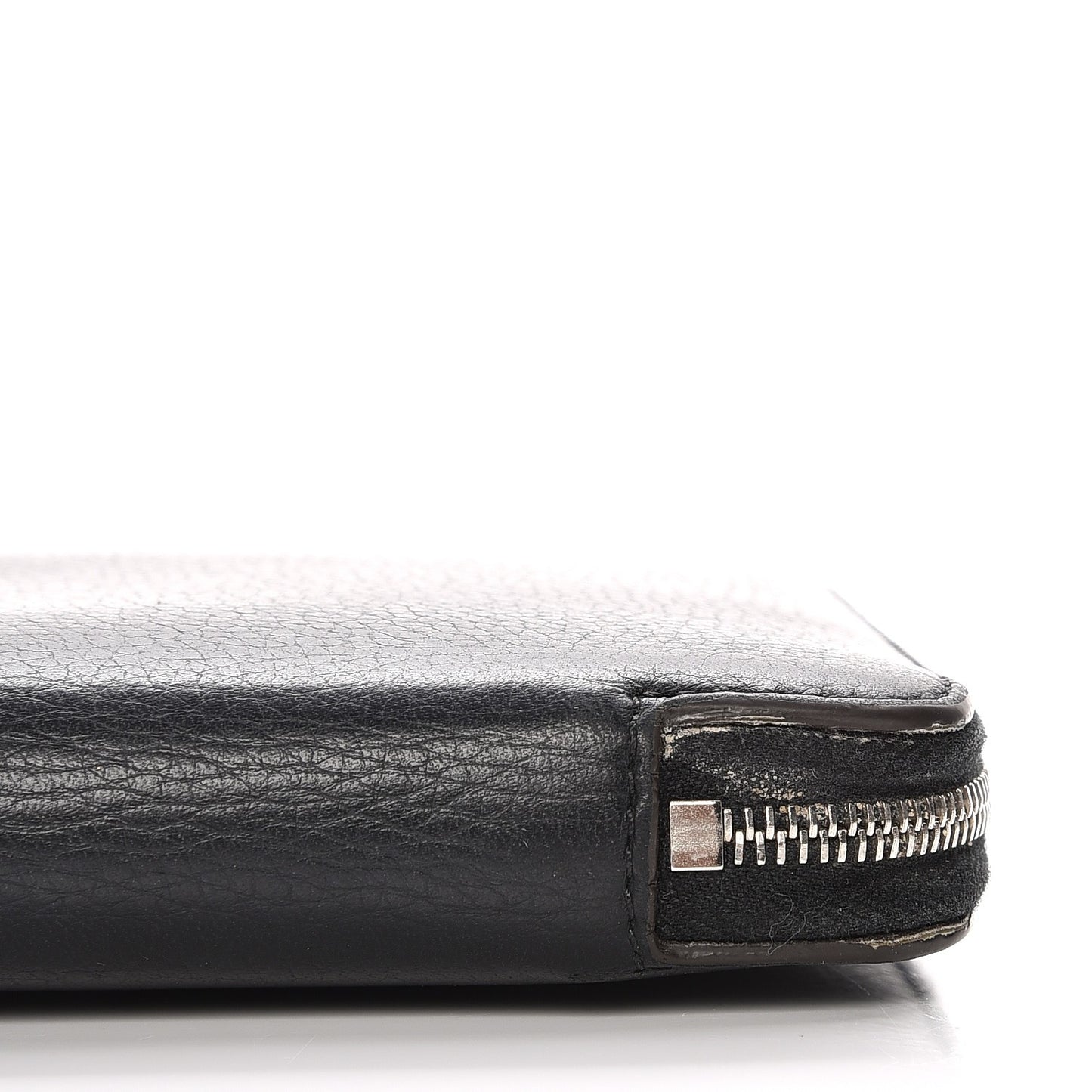 Drummed Calfskin Zip Around Organizer Wallet Black Citron