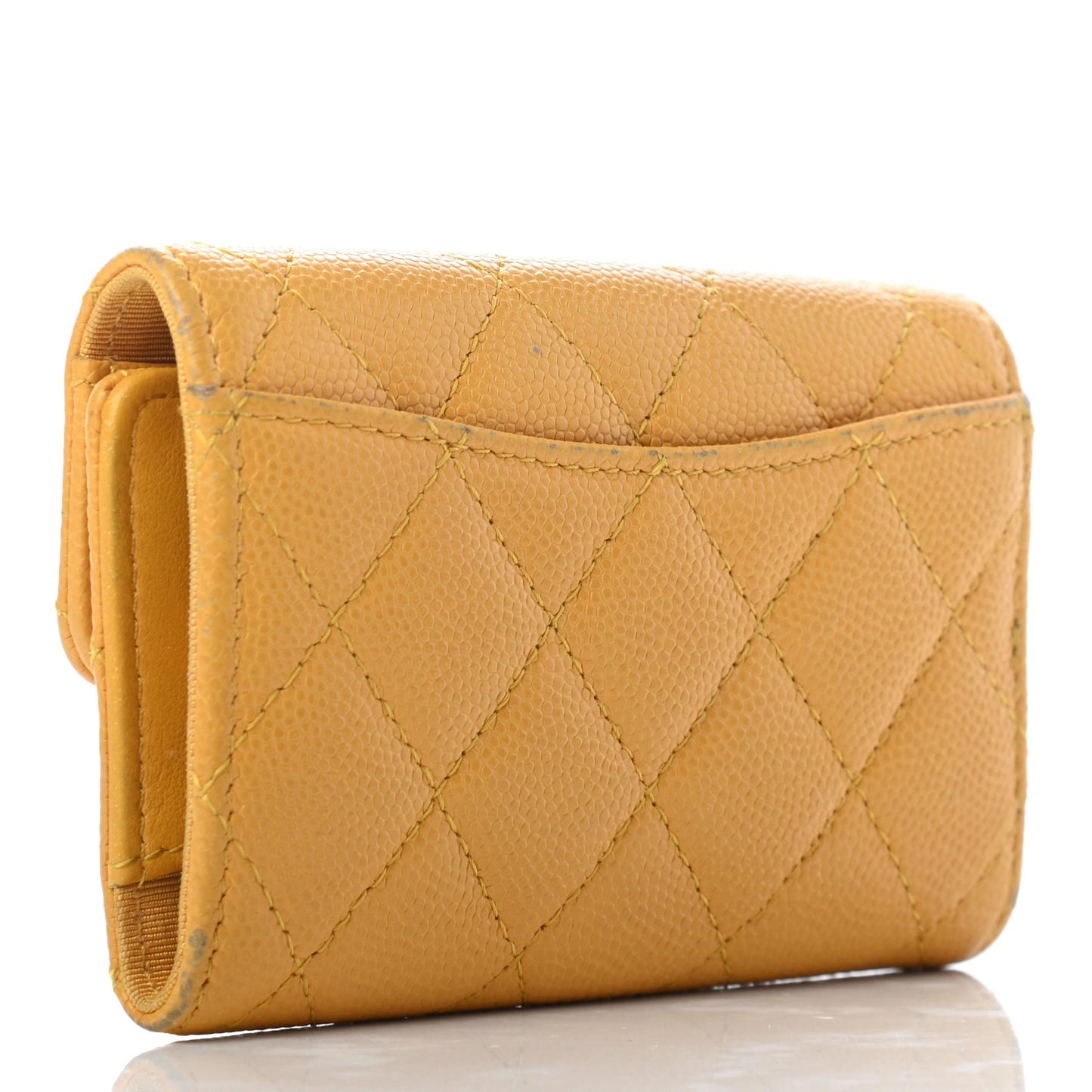 Caviar Quilted Classic 4 Key Holder Wallet Yellow
