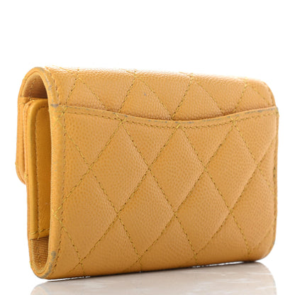 Chanel Caviar Quilted Classic 4 Key Holder Wallet Yellow 3 of 9