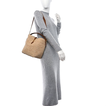 Saint Laurent Raffia Vegetable Tanned Calfskin Le 37 Bucket Bag Natural Brick 2 of 9