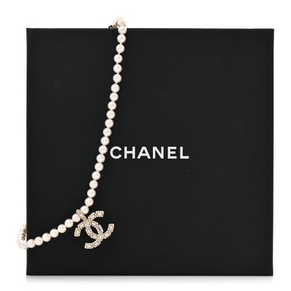 Chanel Pearl Crystal Baguette CC Short Necklace Gold 5 of 5