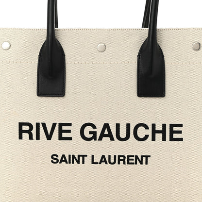 Saint Laurent Linen Calfskin Small Rive Gauche Tote Greggio Natural 8 of 10