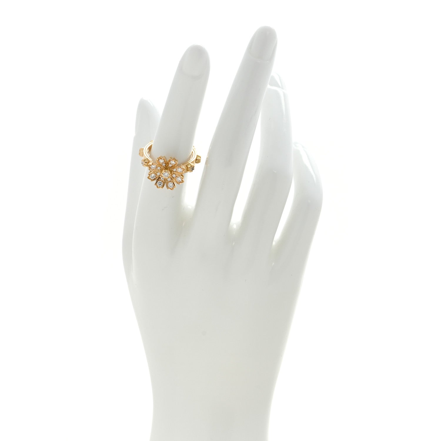 Gucci 18K Yellow Gold Diamond Flora Ring 52 6 2 of 4