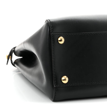 Fendi Vitello Morgan Fabric Jacquard Pequin Medium Peekaboo Iconic Satchel Black Tobacco 10 of 11