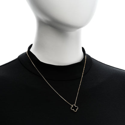 Van Cleef & Arpels 18K Yellow Gold Black Onyx Vintage Alhambra Pendant Necklace 2 of 6