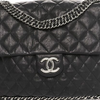 Chanel Washed Lambskin Quilted Maxi Chain Around Flap Black 8 of 10