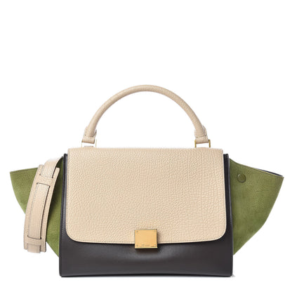 Celine Bullhide Calfskin Small Tri-Color Trapeze Almond 1 of 10