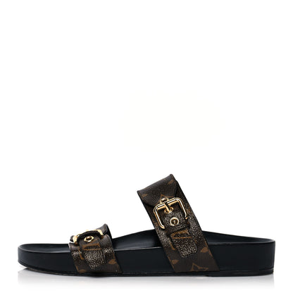 Louis Vuitton Monogram Bom Dia Mule Sandals 39 Black 1 of 10