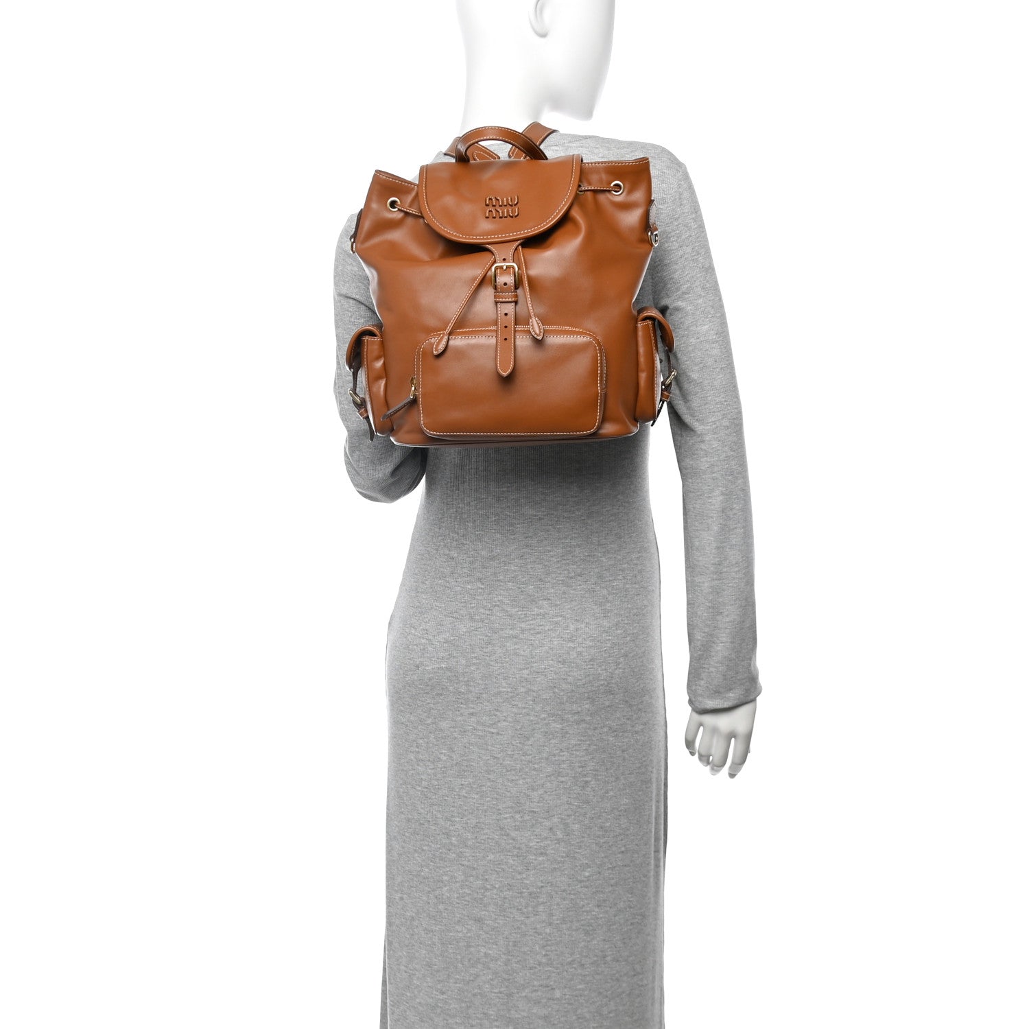 Miu Miu Soft Calf Softy Large Backpack Cognac 2 of 10
