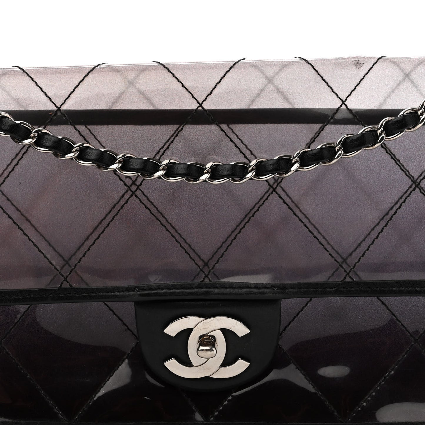 Vinyl Quilted Degrade Jumbo Single Flap Black