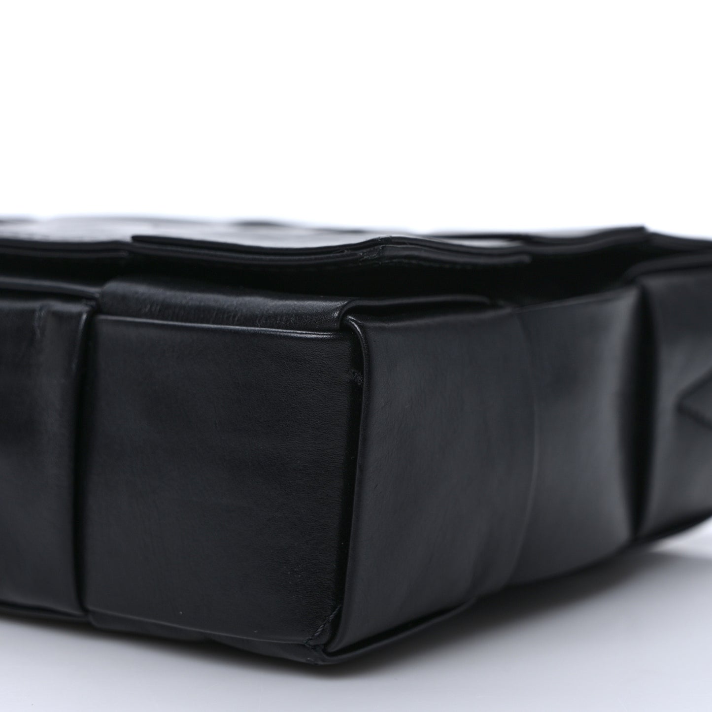 Paper Calfskin Maxi Intreccio Cassette Crossbody Bag Black