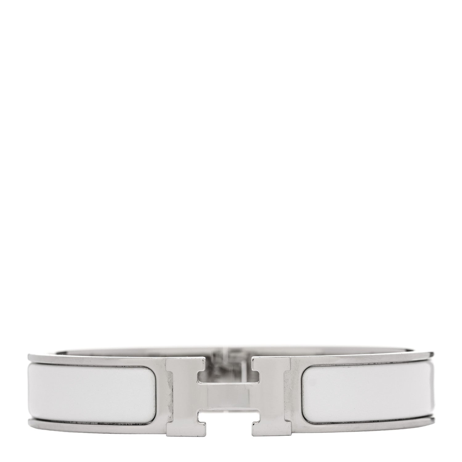Hermes Enamel Narrow Clic Clac H Bracelet GM White 1 of 3