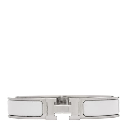 Hermes Enamel Narrow Clic Clac H Bracelet GM White 1 of 3