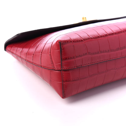 Mulberry Crocodile Embossed Calfskin Large Darley Cosmetic Pouch Red Berry 5 of 8