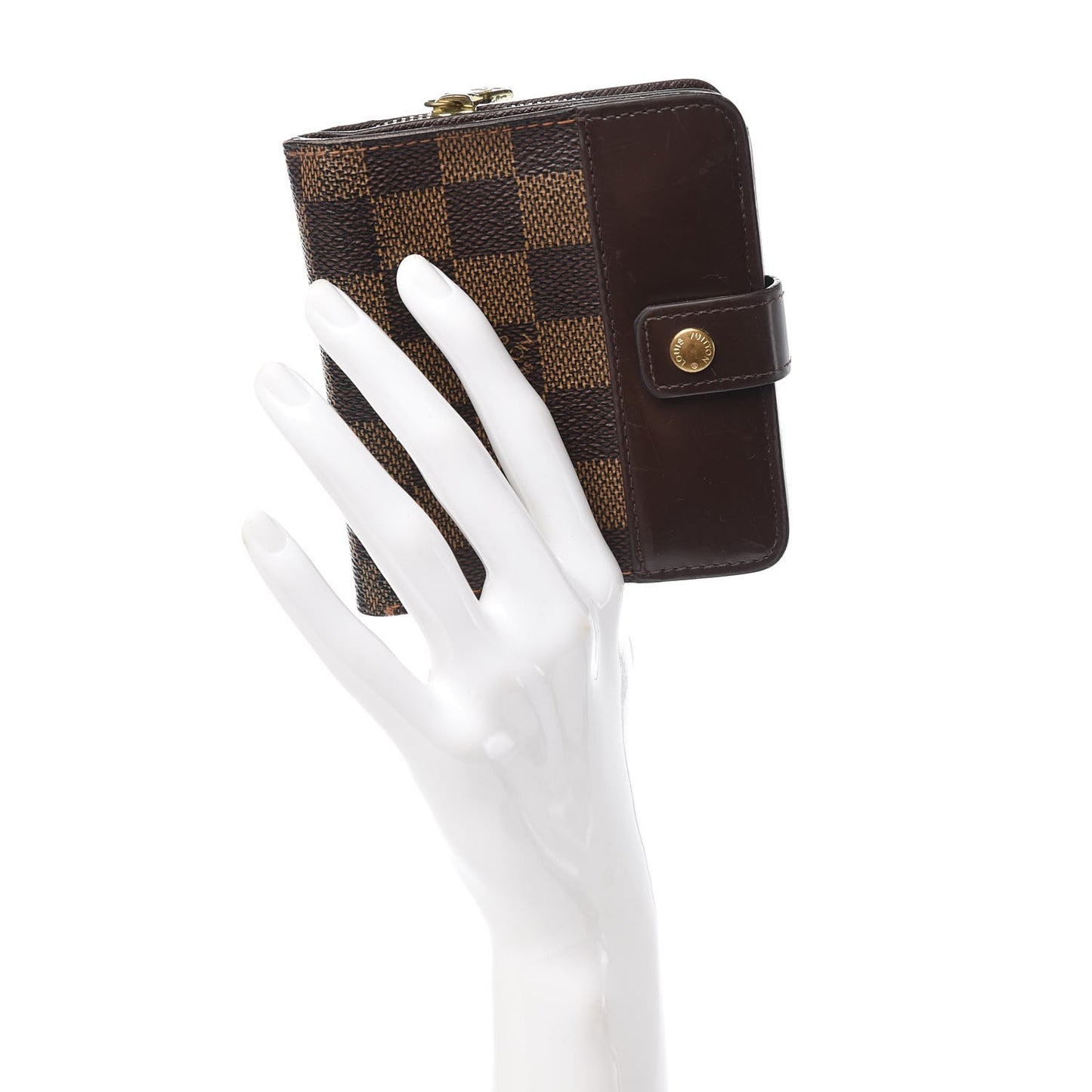 Damier Ebene Zippe Zipped Compact Wallet