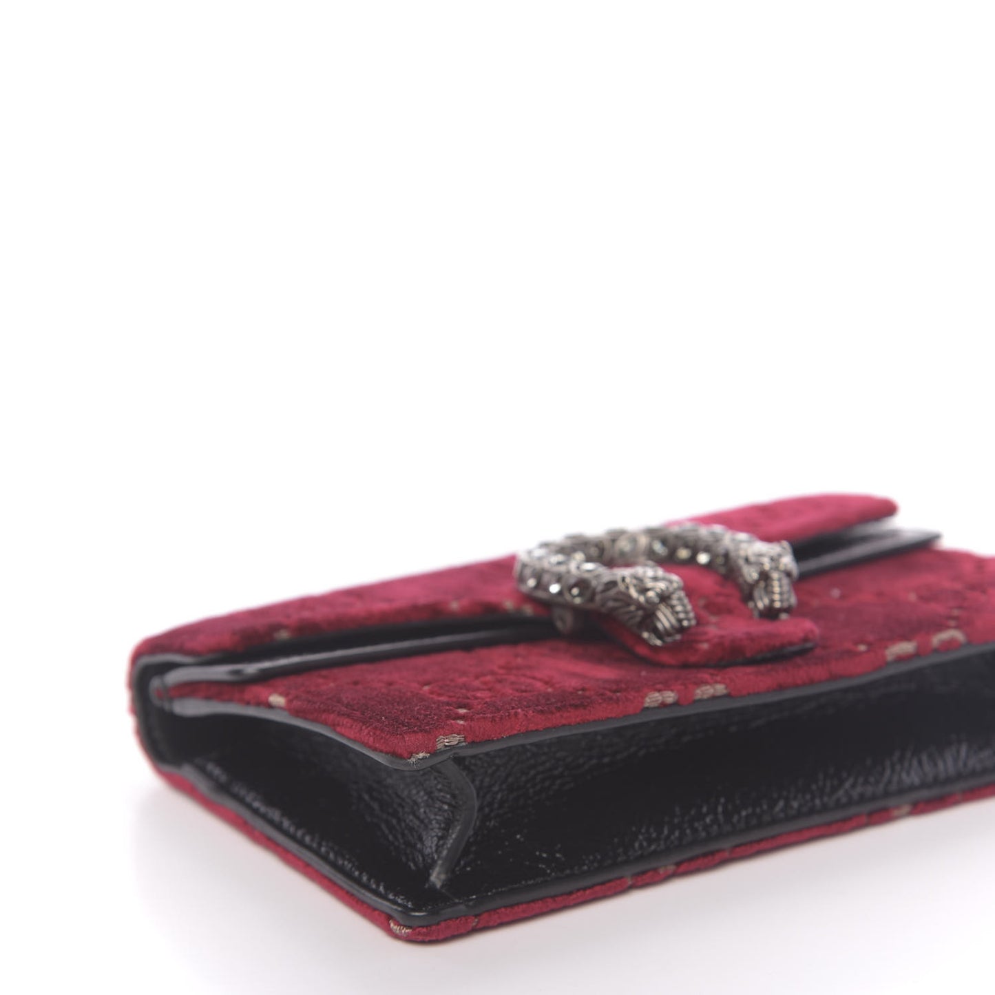 Velvet GG Monogram Super Mini Dionysus Shoulder Bag Red Cipria Black