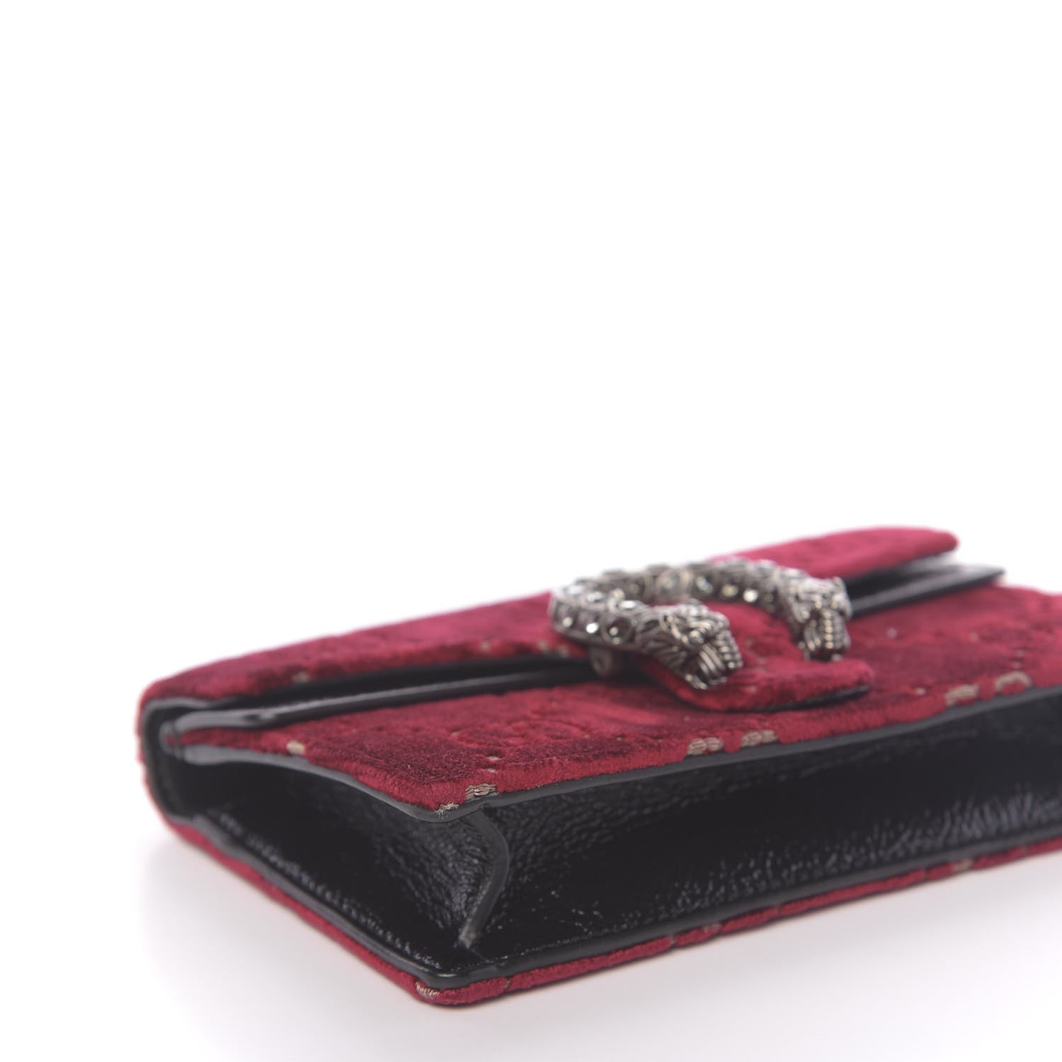 Gucci Velvet GG Monogram Super Mini Dionysus Shoulder Bag Red Cipria Black 7 of 9