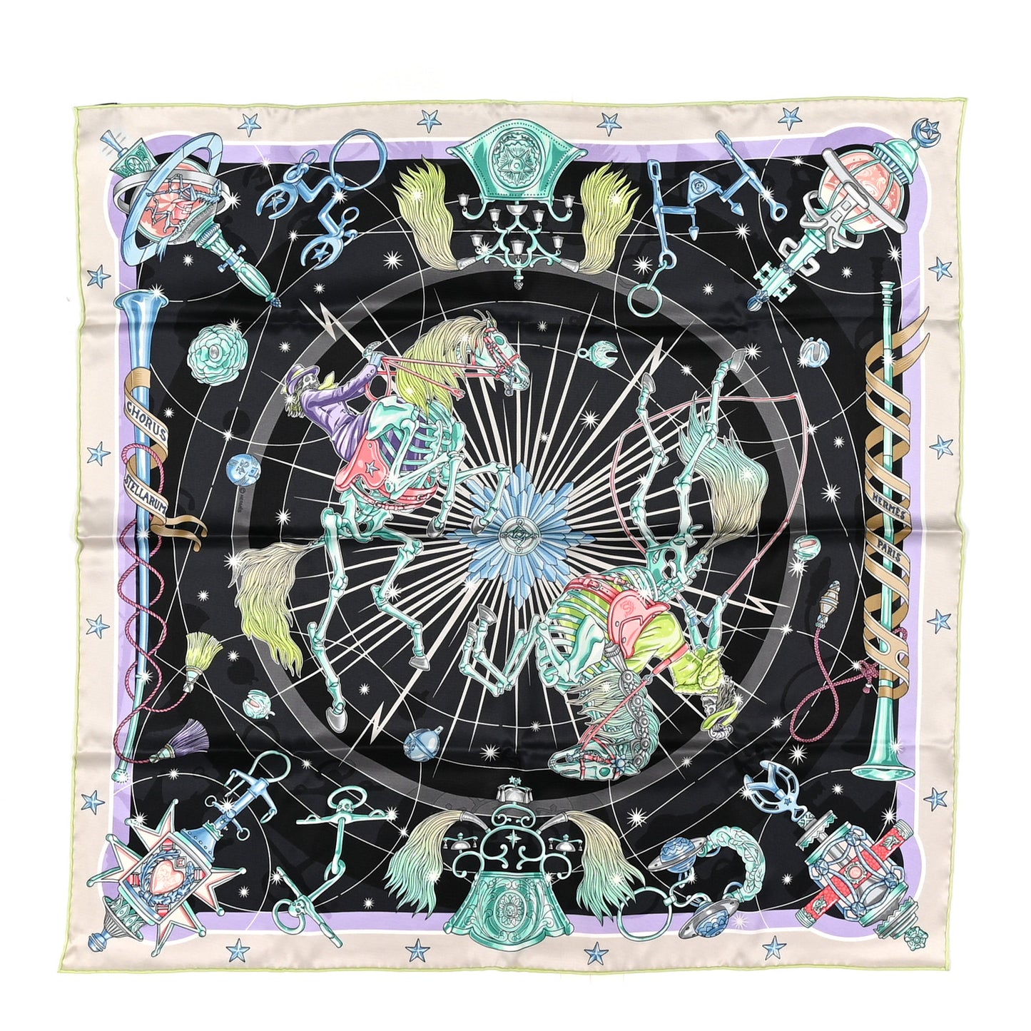 Silk Chorus Stellarum Scarf 70 Gris Nacre Anthracite