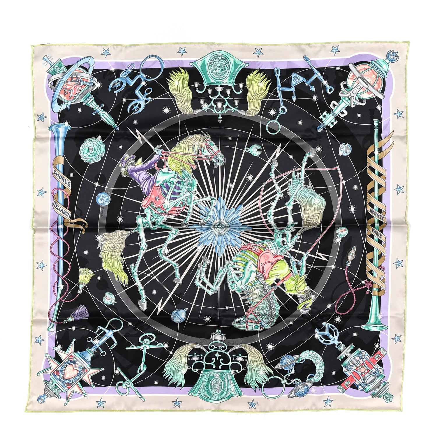 Hermes Silk Chorus Stellarum Scarf 70 Gris Nacre Anthracite 1 of 5