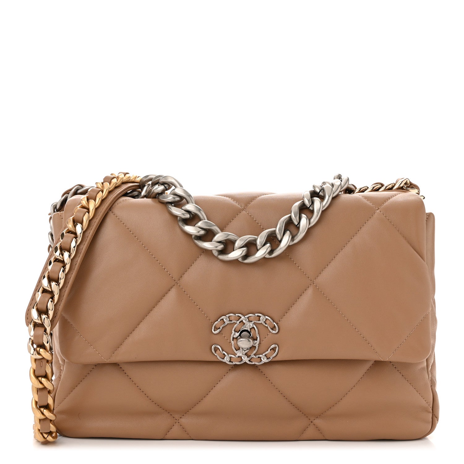 Chanel Lambskin Quilted Large Chanel 19 Flap Dark Beige 1 of 10