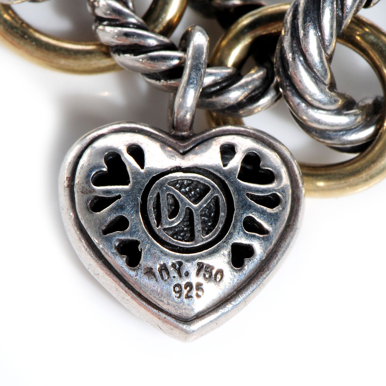 David Yurman 18k Gold Sterling Silver Pave Diamond Blue Topaz 25th Anniversary Charm Bracelet 4 of 5