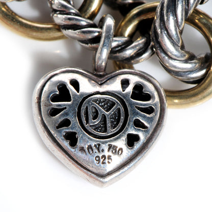 David Yurman 18k Gold Sterling Silver Pave Diamond Blue Topaz 25th Anniversary Charm Bracelet 4 of 5