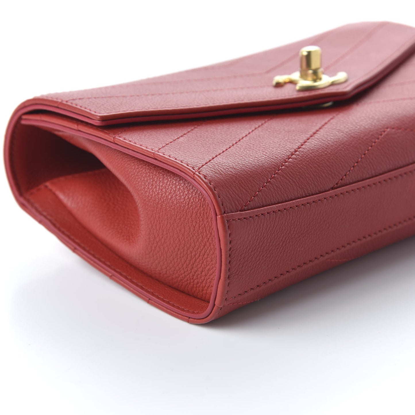 Calfskin Chevron Stitched Waist Belt Bag Dark Red