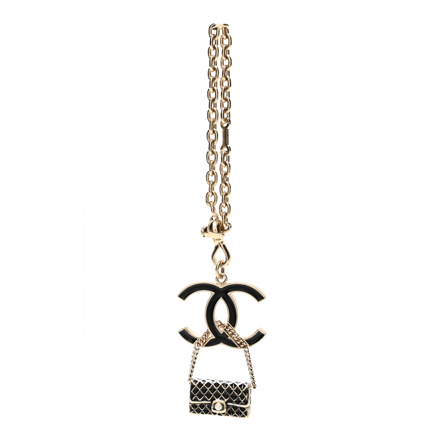 Chanel Enamel CC Quilted Flap Keychain Black 1 of 3