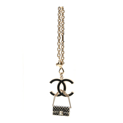 Chanel Enamel CC Quilted Flap Keychain Black 1 of 3