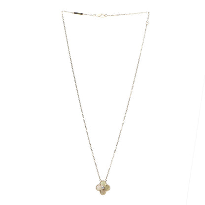 Van Cleef & Arpels 18K Yellow Gold Diamond Yellow Mother of Pearl Vintage Alhambra Pendant Necklace 2 of 7