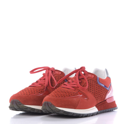 Louis Vuitton Nubuck Calfskin Perforated Run Away Sneakers 39.5 Rouge 3 of 9