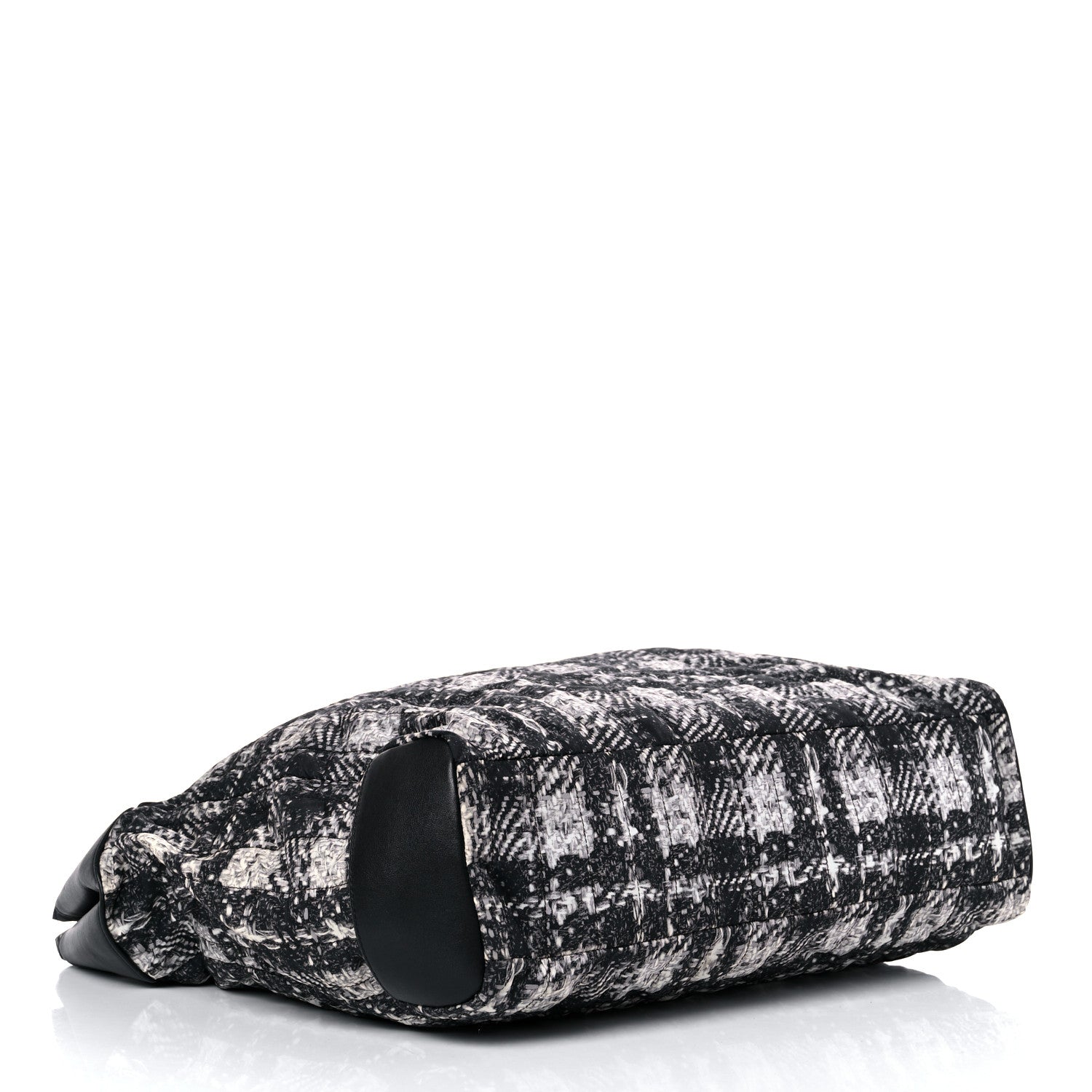 Chanel Lambskin Nylon Tweed Printed Tote Black White 4 of 11
