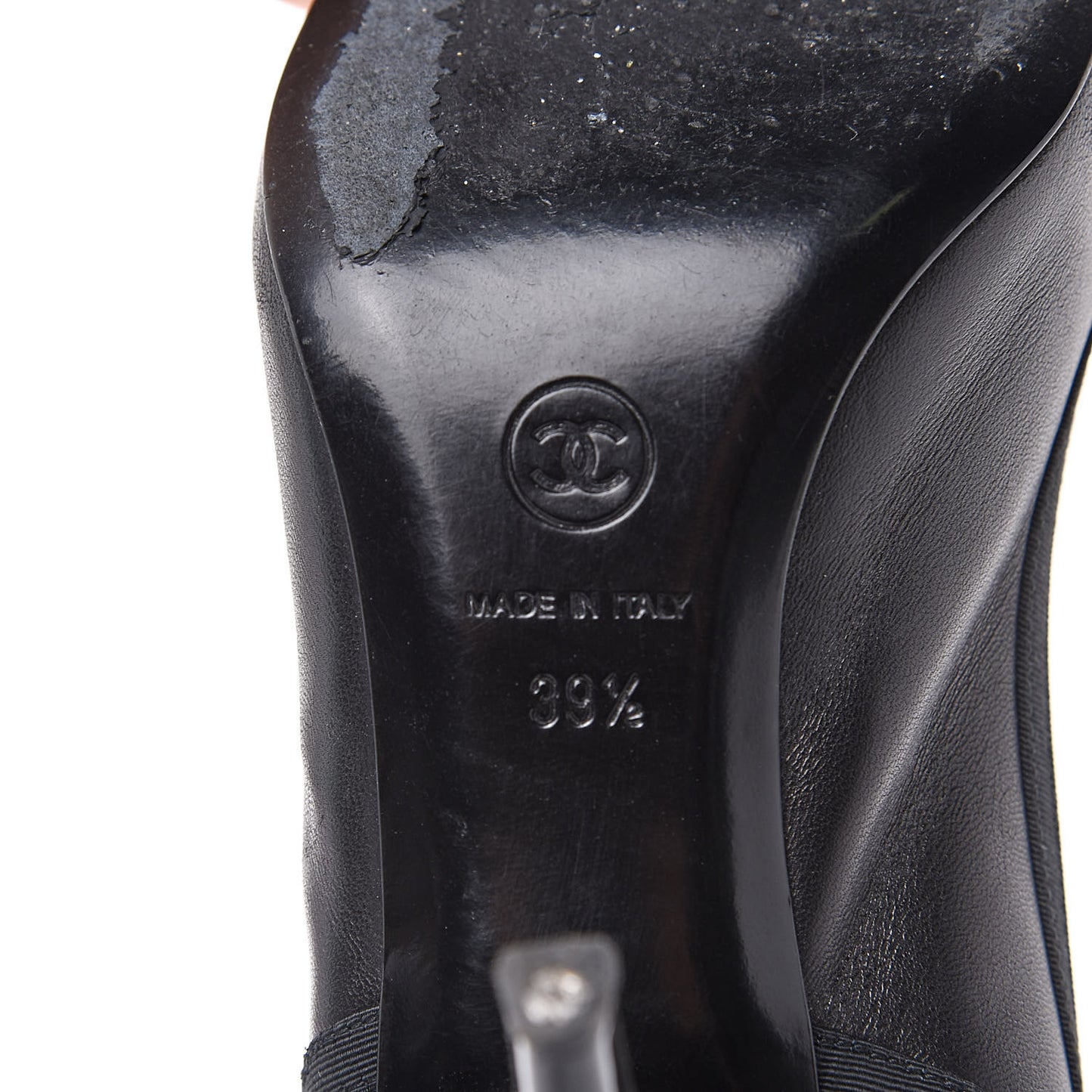 Lambskin Patent CC Elastic Cap Toe Ballerina Pumps 39.5 Black
