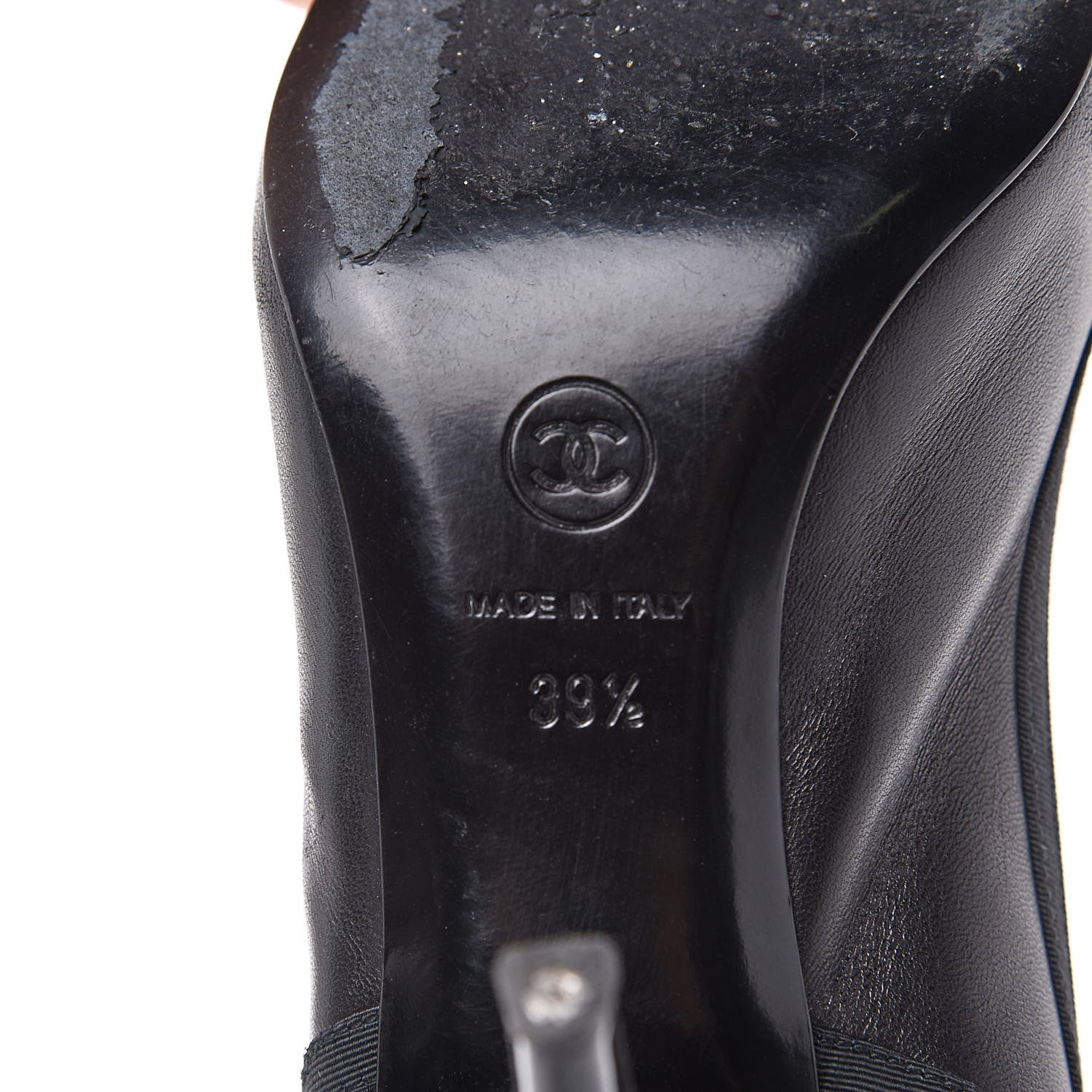 Chanel Lambskin Patent CC Elastic Cap Toe Ballerina Pumps 39.5 Black 7 of 11