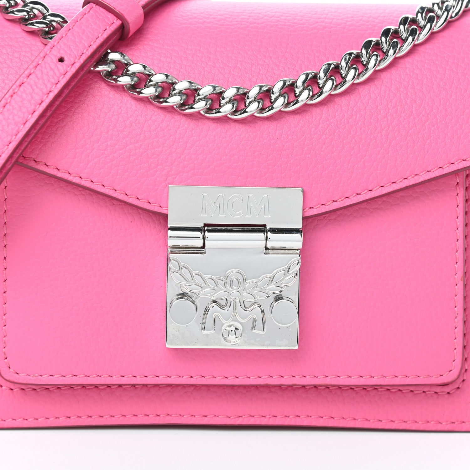 MCM Calfskin Patricia Crossbody Bag Sugar Pink 7 of 9