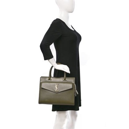 Saint Laurent Grain De Poudre Medium Uptown Tote Vert Kaki 2 of 8