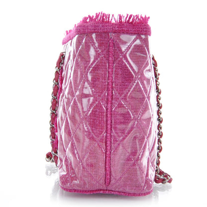Chanel Vinyl Quilted Funny Tweed Tote Fuchsia 4 of 10