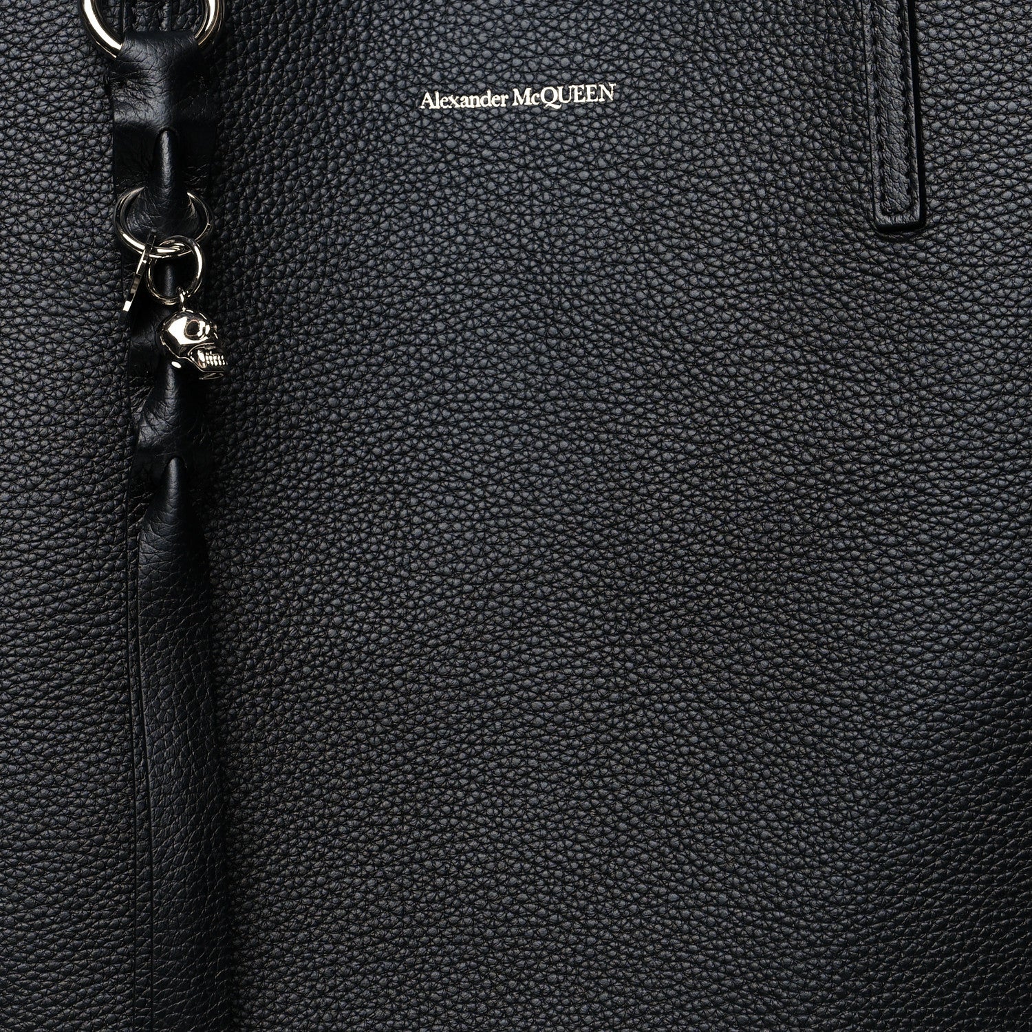 Alexander McQueen Grained Calfskin Skull Open Shopper Tote Black 11 of 13