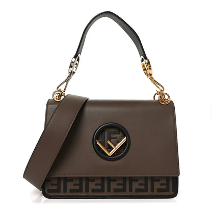 Fendi Vitello Century F is Fendi Bi-Color FF 1974 Embossed Kan I Shoulder Bag Maya Black 2 of 19