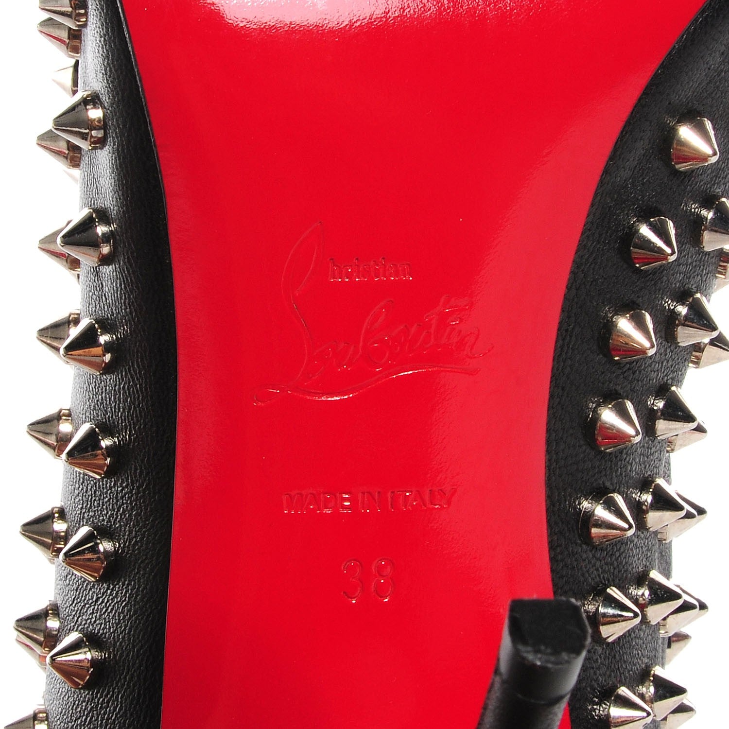 Christian Louboutin Nappa Guerilla 120 Spiked Open Toe Booties 38 Black 6 of 7