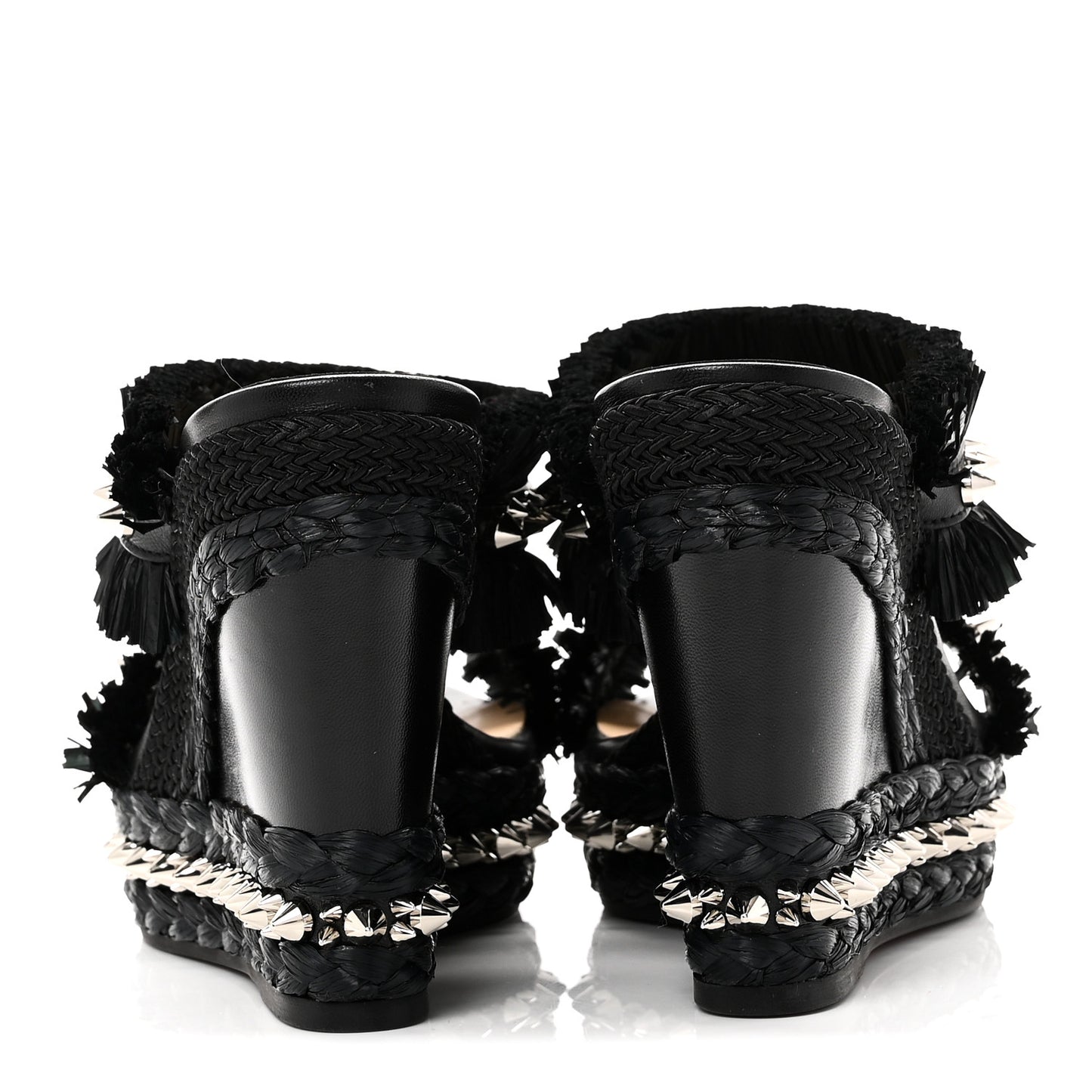 Calfskin Raffia Marivodu Sandals 37 Black